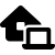 icon of house next to laptop